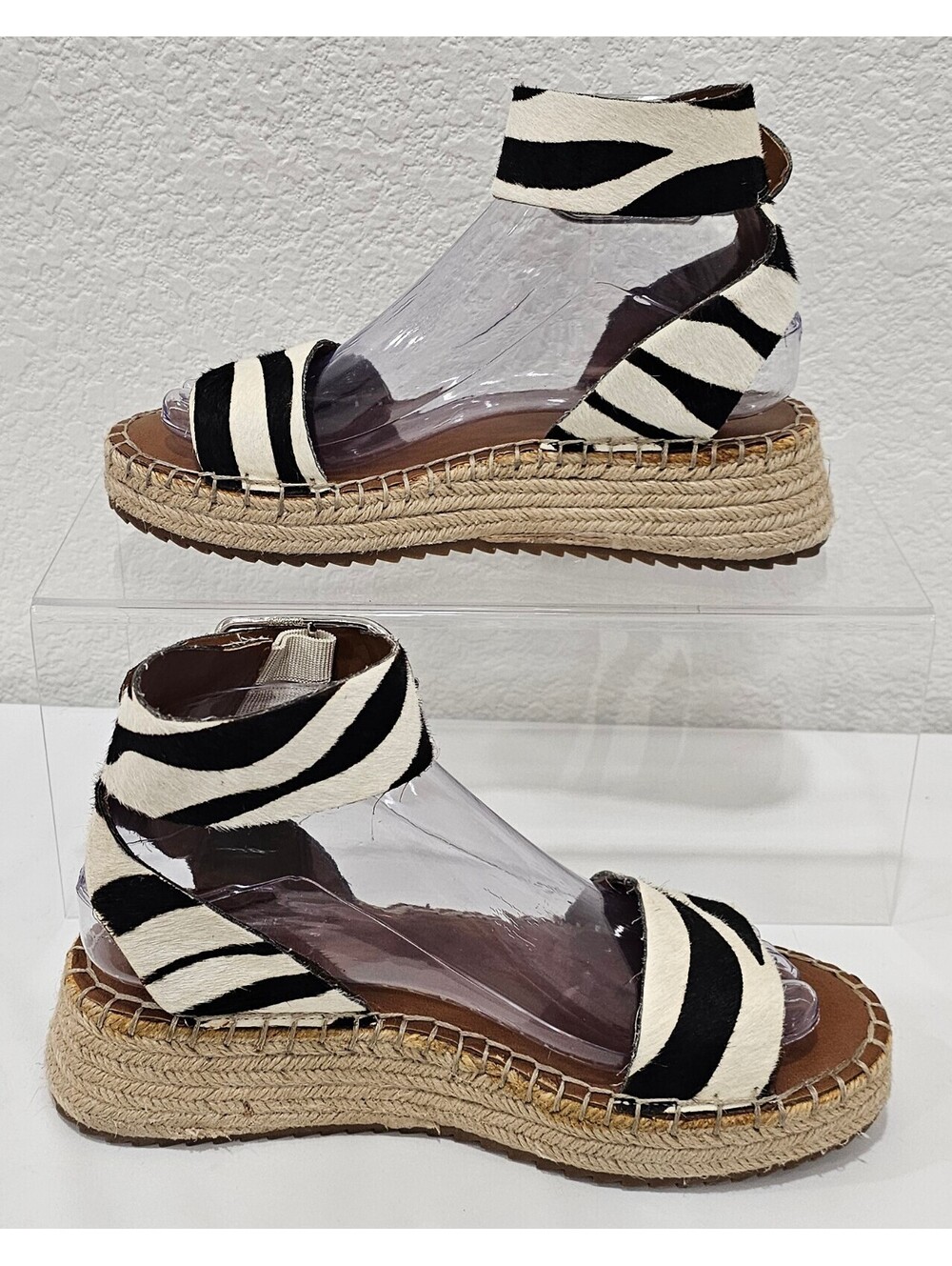 Franco Sarto Marona Zebra Haircalf Espadrille Platform Sandals Women’s 7M - Picture 2 of 14